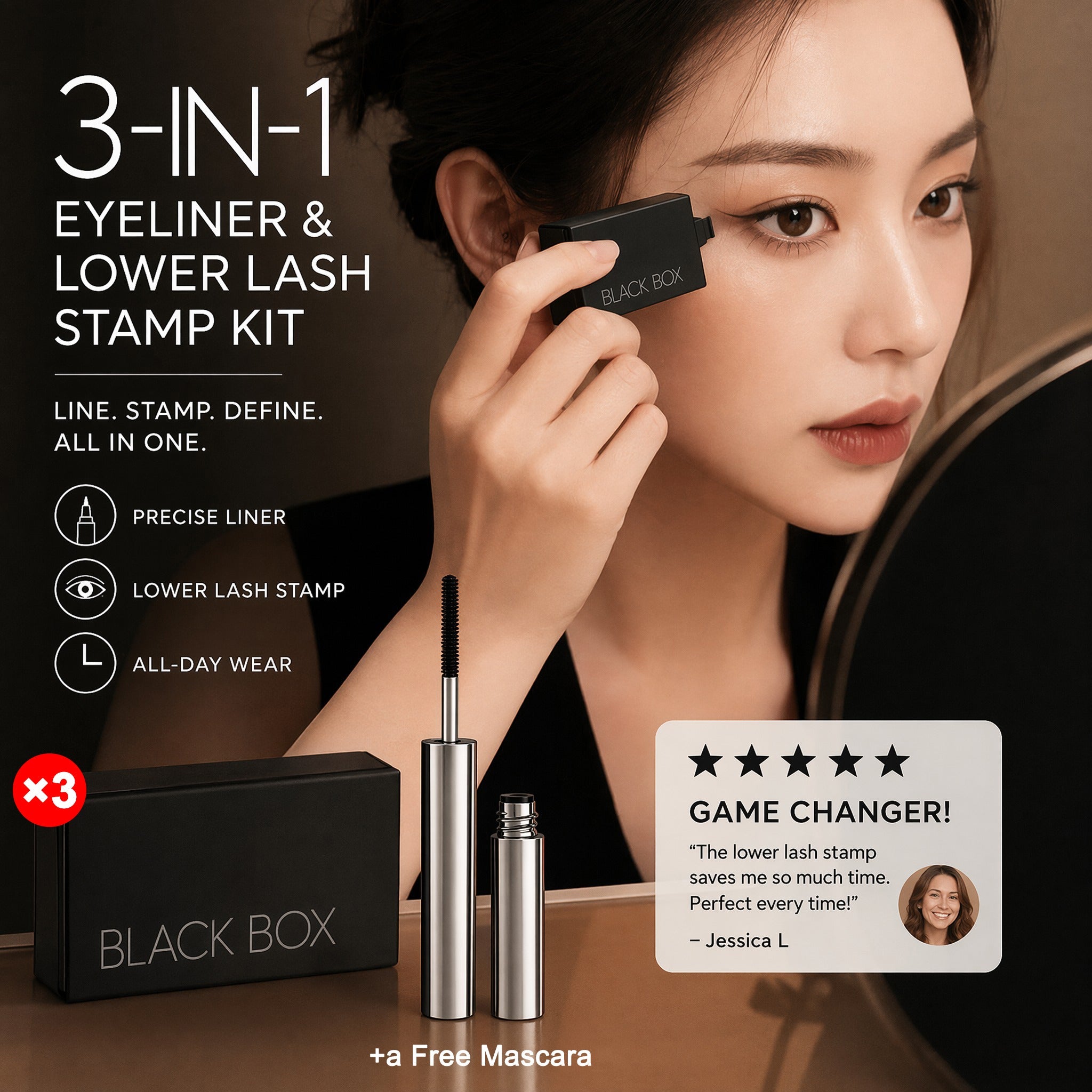 🎉2026 Hot Sale -Over 128,000+ Sold!👁️3-in-1 Eyeliner & Lower Lash Stamp Kit – Waterproof & Smudge-Proof 💄