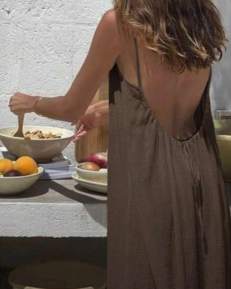 💃Hopesleek® Women's Solid Color Backless Cami Dress💕💖