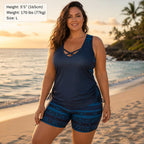 💗Hopesleek® Women's Tummy Control Tankini Set with Built-In Bra – Flattering Boho Swimwear with Shorts📍US
