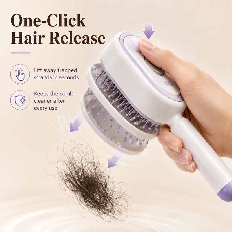 💖LAST DAY SALE 70% OFF💁‍♀️✨Electric Spray Air Cushion Massage Comb💨| Self-Cleaning Anti-Tangle ✨ | Perfect for Dry, Brittle Hair 💧🌟