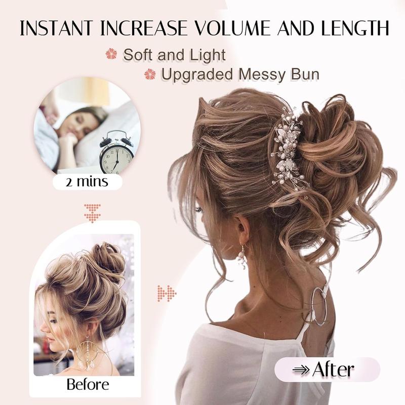 💁‍♀️LAST DAY - BUY 1 GET 1 FREE + FREE HAIRPIN!!🎁💗Messy Curly Hair Bun Scrunchie Extensions