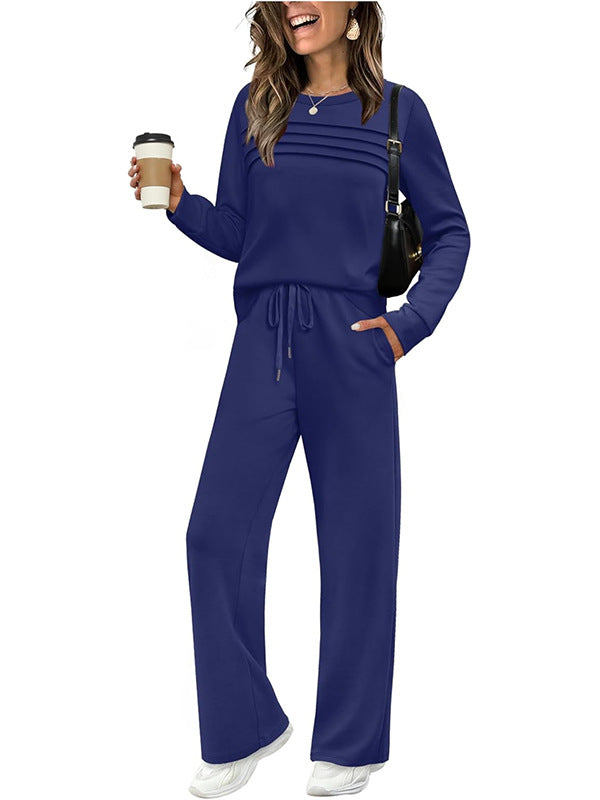 🔥LAST DAY 50% OFF✨Women's Crew Neck Top & Drawstring Pants Set