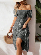 🌈✨Hopesleek® Square Neck Floral Midi Dress – Smocked Bodice, Flowy Tiered Skirt, Romantic🌸📍US