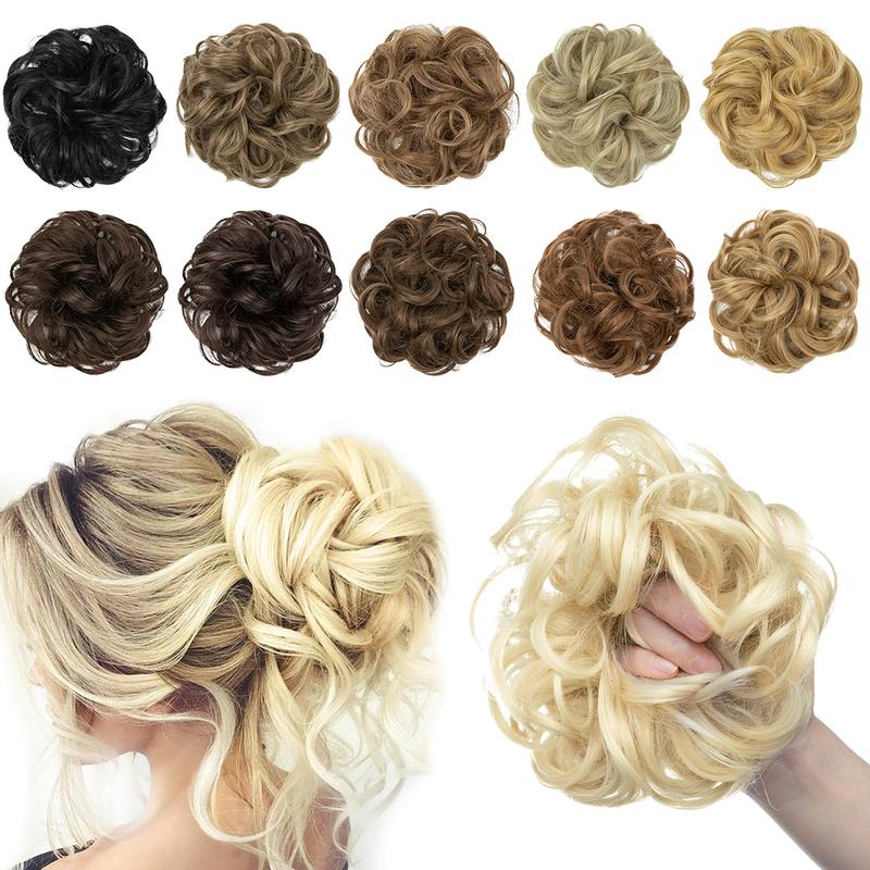 💁‍♀️LAST DAY - BUY 1 GET 1 FREE + FREE HAIRPIN!!🎁💗Messy Curly Hair Bun Scrunchie Extensions