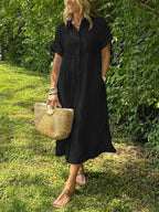🎉This week's Special Sales - 50% OFF✨Striped Lapel Button Down Shirt Dress | With Functional Pockets