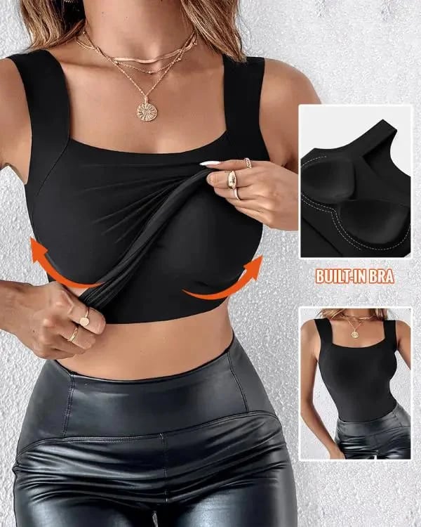 Women’s Thermal U-Neck Top with Built-In Bra