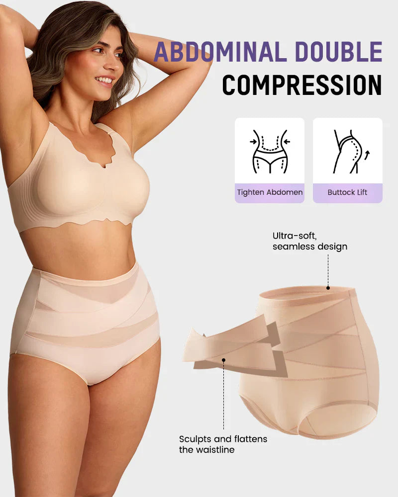 🌸Last Day-Buy 1 Get 3 Packs✨Plus-Size High-Waist Cross Tummy Control Panties✨