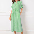 🎉This week's Special Sales - 50% OFF✨Striped Lapel Button Down Shirt Dress | With Functional Pockets