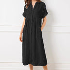 🎉This week's Special Sales - 50% OFF✨Striped Lapel Button Down Shirt Dress | With Functional Pockets