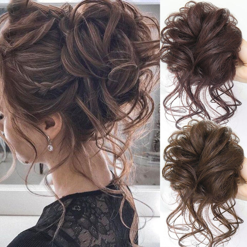 💁‍♀️LAST DAY - BUY 1 GET 1 FREE + FREE HAIRPIN!!🎁💗Messy Curly Hair Bun Scrunchie Extensions