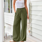 👖 50% OFF NOW! 🌿 Women's Casual Lightweight Plain Trousers – Adjustable Drawstring, Side Pockets & Soft Drape ✨