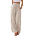 👖 50% OFF NOW! 🌿 Women's Casual Lightweight Plain Trousers – Adjustable Drawstring, Side Pockets & Soft Drape ✨