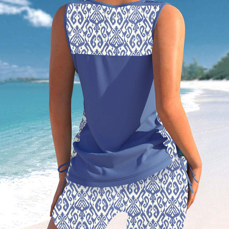 💗Hopesleek® Women's Tummy Control Tankini Set with Built-In Bra – Flattering Boho Swimwear with Shorts📍US