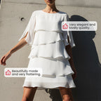 Women's Elegant Layered Ruffle Sleeve Dress