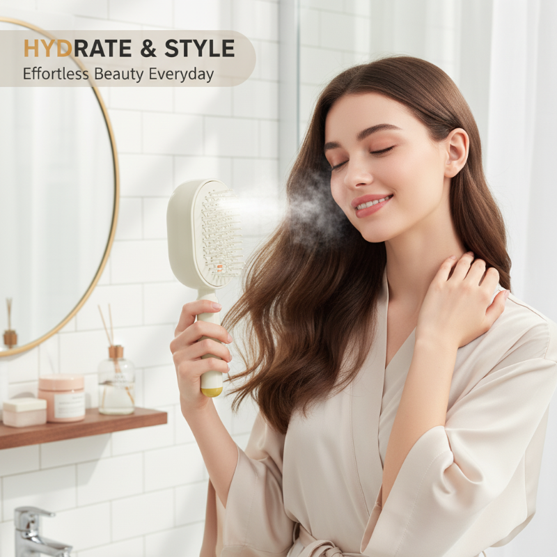 💖LAST DAY SALE 70% OFF💁‍♀️✨Electric Spray Air Cushion Massage Comb💨| Self-Cleaning Anti-Tangle ✨ | Perfect for Dry, Brittle Hair 💧🌟