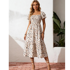 🌈✨Hopesleek® Square Neck Floral Midi Dress – Smocked Bodice, Flowy Tiered Skirt, Romantic🌸📍US
